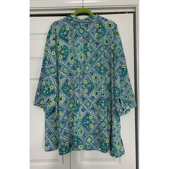 NWT Catherine’s Multi Color Button Up Tunic Top Blouse 5X - Picture 6 of 7